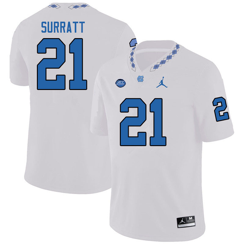 Jordan Brand Men #21 Chazz Surratt North Carolina Tar Heels College Football Jerseys Sale-White